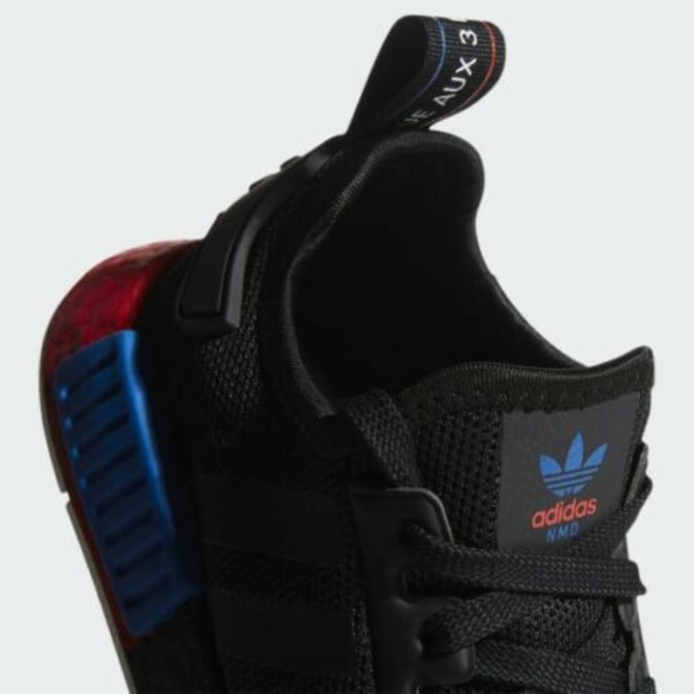 Adidas Original Nmd R1 Men's Running Sneakers Fx4355 Black/Blue/Red Size 5.5 - Picture 3 of 5